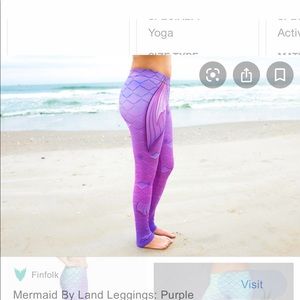 Mermaid-Print Purple Leggings - Women's Activewear